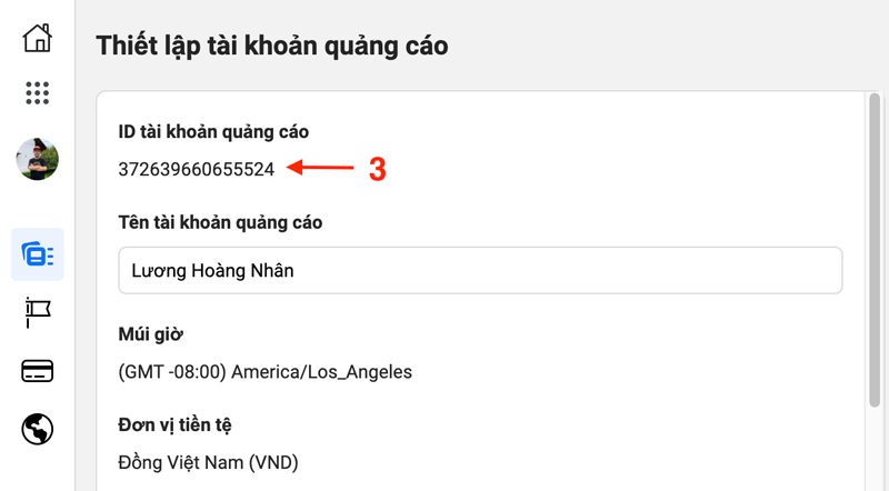 Cách tìm ID tài khoản quảng cáo