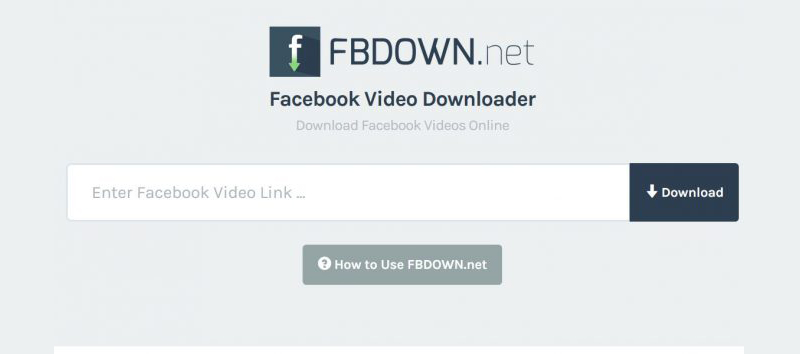 Giao diện của công cụ fbdown.net.